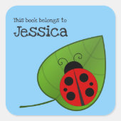 葉の上にラディバグこの本は蔵書票に属する スクエアシール (正面)