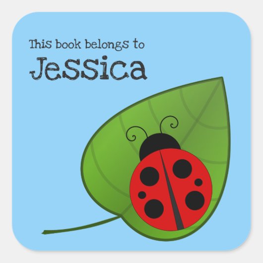 葉の上にラディバグこの本は蔵書票に属する スクエアシール (正面)