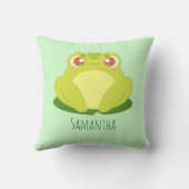 葉の上に座っているグリーンカエル クッション (裏面)