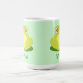 葉の上に座っているグリーンカエル コーヒーマグカップ (中央)