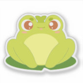 葉の上に座っているグリーンカエル シール (正面)