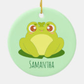 葉の上に座っているグリーンカエル セラミックオーナメント (裏面)