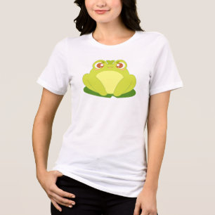 葉の上に座っているグリーンカエル トライブレンドTシャツ
