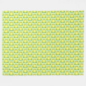 葉の上に座っているグリーンカエル フリースブランケット (正面(横))