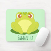 葉の上に座っているグリーンカエル マウスパッド (マウス)