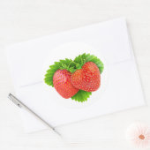 葉の上のイチゴ ラウンドシール (封筒)