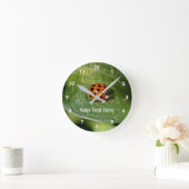 葉の上のラディバグ自然 ラウンド壁時計 (ホーム)