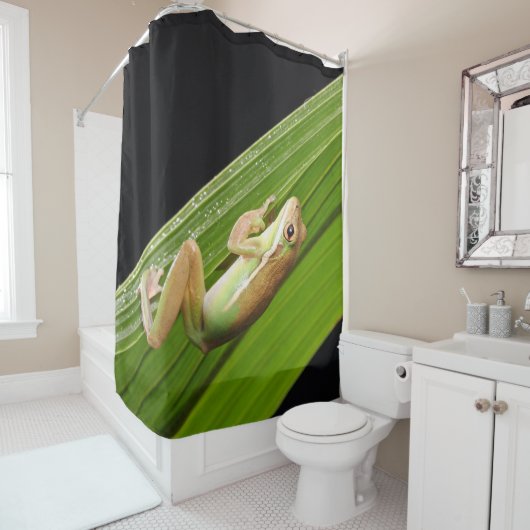 葉の上の小さなカエル シャワーカーテン (インサイチュ)