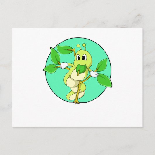 葉の上の毛虫 ポストカード (正面)