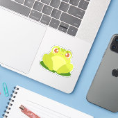 葉の上の緑のカエル シール (ノートパソコンとiPhone)