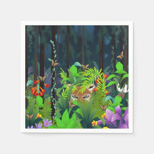 葉の中に隠れている スタンダードカクテルナプキン (正面)