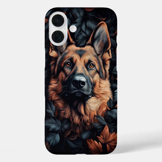 葉の中のジャーマンシェパード Case-Mate iPhoneケース (裏面)