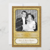 葉の付いたゴールデン・ダマスク（50周年）招待状 招待状 (正面)