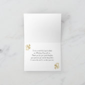 葉の付いた金色の渦巻き、青いダマスクの感謝 サンキューカード (内部)