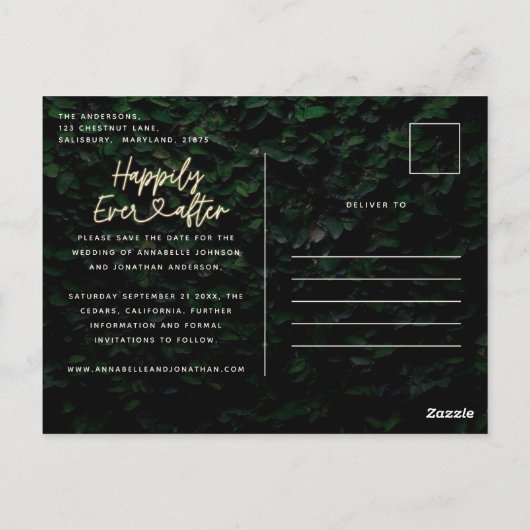 葉の侵食のモダン後は結婚幸いにも ポストカード (裏面)