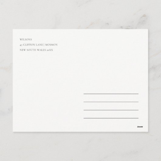 葉の冬のリースメリー&明るいクリスマス シーズンポストカード (裏面)