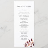 葉の収穫結婚式プログラム プログラム (裏面)