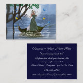 葉の名刺の白い猫の乗馬の小妖精や小人 名刺 (正面/裏面)