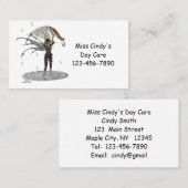 葉の名刺を持つ男の子の雨の妖精 コーリングカード (正面/裏面)