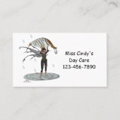 葉の名刺を持つ男の子の雨の妖精 コーリングカード (正面)