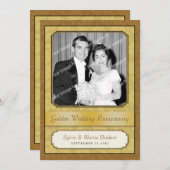 葉の多いゴールドダマスク(50周年)招待状 招待状 (正面/裏面)