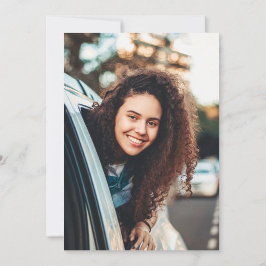 葉の多いシダ多肉動物写真卒業招待状 サンキューカード (裏面)