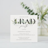 葉の多いシダ多肉動物写真卒業招待状 サンキューカード (スタンド正面)