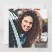 葉の多いシダ多肉動物写真卒業招待状 サンキューカード (裏面)