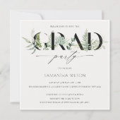 葉の多いシダ多肉動物写真卒業招待状 サンキューカード (正面)