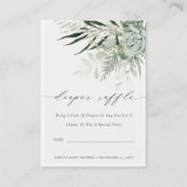 葉の多いシダ多肉性おむつラッフルベビーシャワー エンクロージャーカード (正面)