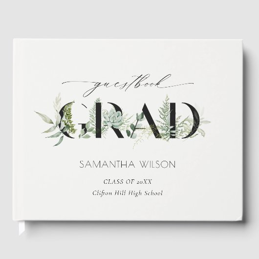 葉の多いシダ多肉性の緑色動物写真卒業 ゲストブック (正面)