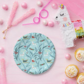 葉の多いフローラトナカイのクリスマスパターン ペーパープレート (パーティー)