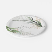 葉の多いボタニカルユーカリモダングリーンブランチ ペーパープレート (アングル)