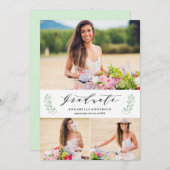 葉の多いラウレルの卒業おめでとうマルチ写真発表 案内状 (正面/裏面)