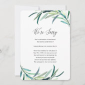 葉の多い植物結婚の延期の発表 案内状 (正面)