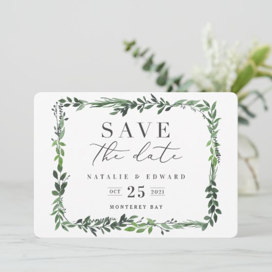 葉の多い水彩写真の日付を保存 セーブザデート (スタンド正面)