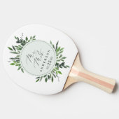 葉の多い水色のミスター・アンド・ミセス結婚ズ 卓球ラケット (横)