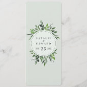 葉の多い水色の植物結婚のメニュー メニュー (裏面)