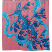 葉の多い海のドラゴンシーホース魚の水中動物 シャワーカーテン (正面)