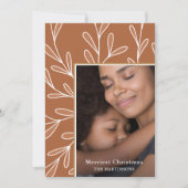葉の多い珊瑚枠フォトクリスマス シーズンカード (正面)