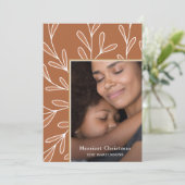 葉の多い珊瑚枠フォトクリスマス シーズンカード (スタンド正面)