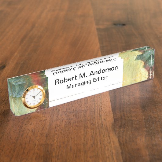 葉の多い秋のグランジ自然質感 デスクネームプレート (側面)