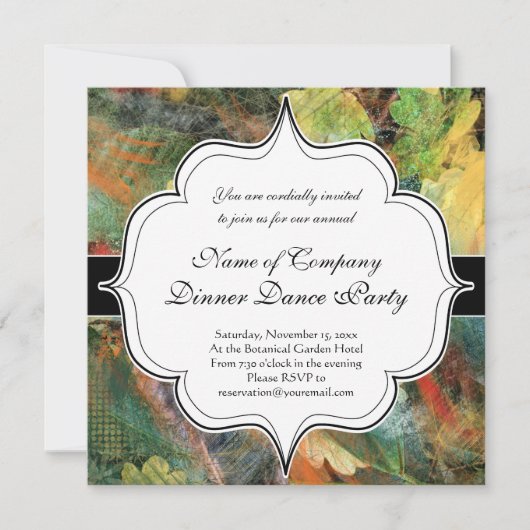 葉の多い秋のグランジ自然質感 招待状 (正面)