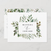 葉の多い結婚葉のR.S.V.P応答カード 案内ポストカード (正面/裏面)