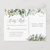 葉の多い結婚葉のR.S.V.P応答カード 案内ポストカード (裏面)