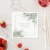 葉の多い緑色のシダ多肉質の枠結婚の葉 スタンダードカクテルナプキン (インサイチュ)