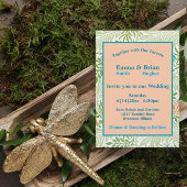 葉の多い花のビンテージパターン 招待状