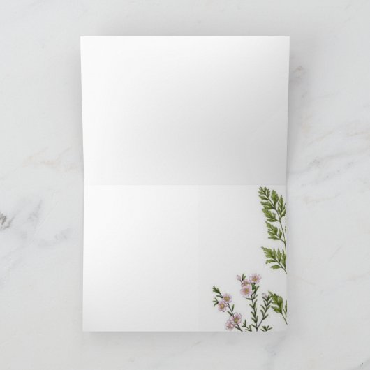 葉の多い野の花の植物学的な母の日 カード (内部)