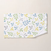 葉の大きいPtn分類された青いGrnの灰色の黄色い白 ハンドタオル (ハンドタオル)