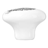 葉の小枝#1の陶磁器のノブ セラミックノブ (側面)